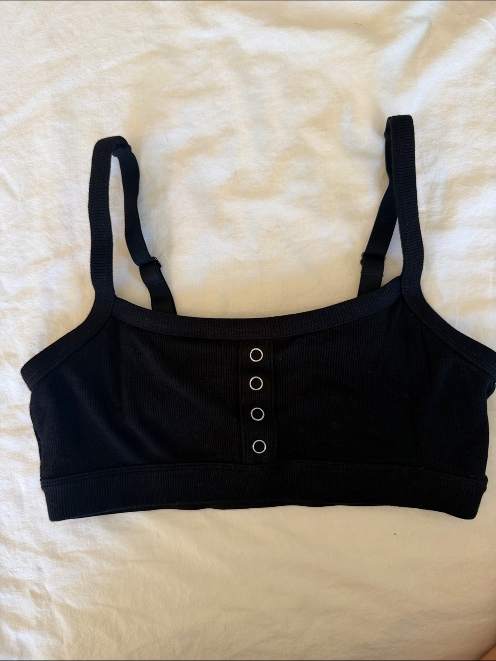 Black Ribbed Adjustable-Strap Maternity/Pumping Bralette
